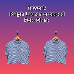 Tee-shirt cropped poo Upcycled Polo Ralph Lauren