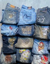 Japanese embroidered denim jeans