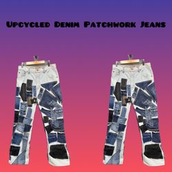 Jeans en patchwork de denim recyclé