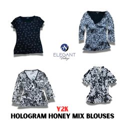 Y2K Hologram Honey Mix Blusen - EV1071