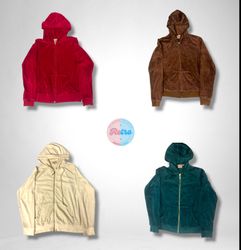 Y2K Juicy Couture Style Velour Zip-Up Hoodie (E)