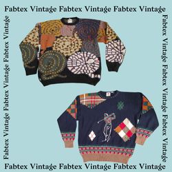 (FV-203) Vintage 80s-90s Patterned Knit Sweater  R..