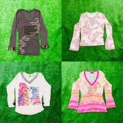 Y2k women tops 2000s Retro Long Sleeve Shirts