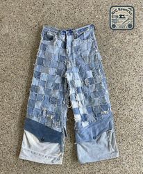 Upcycled Mini Grid Patchwork Pants