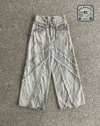 Upcycled Frayed Panel Denim Pants