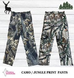 Calças de tecido camuflado / estampa de selva