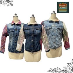 SS25 Upcycled Patchwork Quilted Sleeve Denim Jacke..
