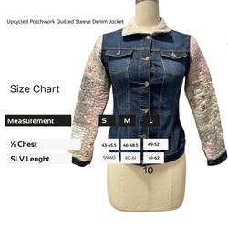 Jaqueta de Denim com Mangas Matelassadas em Patchw..