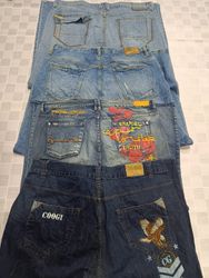R163 Calças Jeans Baggy Oversized HipHop Masculina..