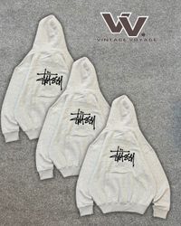 Stussy reworked style Gray embroidered pullover ho..