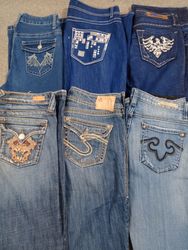 HD1211 Ladies Y2K Embellished Denim Flared Jeans