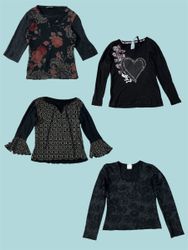 Y2K Black Mesh Tops Bundle | Grunge, Floral & Roma..