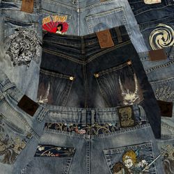 Japanese embroidered denim jeans