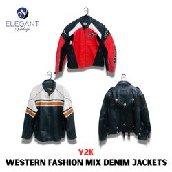 Western Fashion Mix Leather Jackets - EV1090