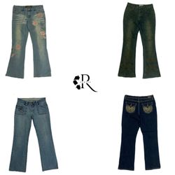 Y2K Unique Denim Flare Jeans(Rw-1070)
