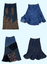 Vintage Y2K Long Jean Skirt(TS:1193)