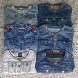 Veste en jean à col rond sans marque