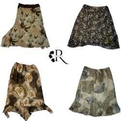 Y2K Earthy Tone Floral Summer Skirts (RE-2320)