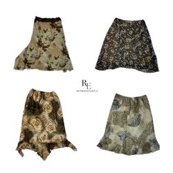 Y2K Earthy Tone Floral Summer Skirts (RE-2320)