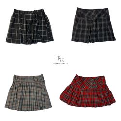 Y2K Tartan Checkered Mini Skirts (RE-2321)