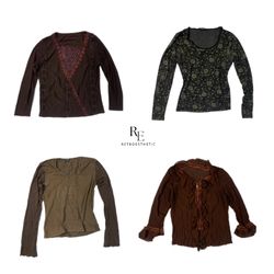 Y2K Dark Brown Full Sleeve Mix Tops (RE-2329)