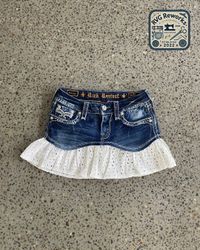 Saia de Denim com Babados Reciclada