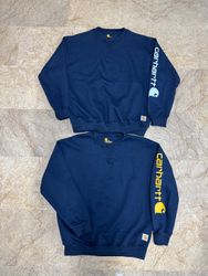 Rework Stil blaue Carhartt Crewneck Sweatshirts
