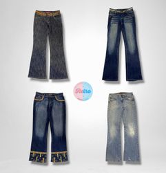 Y2K Jeans de campana bordados y de tiro bajo (E)