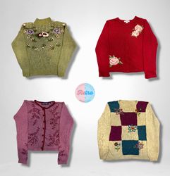 Cardigans bordados florales vintage (E)