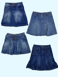 Y2K Denim gefaltete Midi-Röcke (TS:1264)