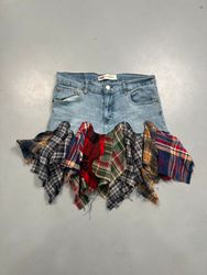 Upcycle Levi’s flare  patch skirt