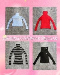 Y2K Striped Turtle Neck Knitwear