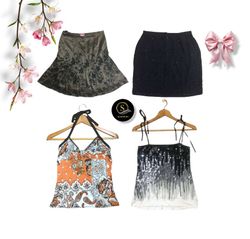 Débardeurs et jupes embellis de perles et de sequi..