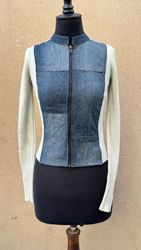 JAQUETA DE DENIM EM MALHA DE SUÉTER