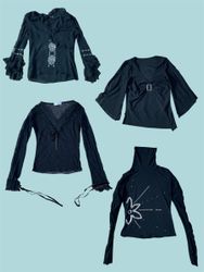 Y2K Schwarze Netz- und Strass-Tops Bündel 🖤✨ (TS-..