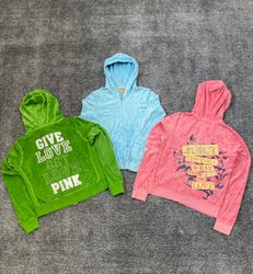 y2k Velour Zip-Up Hoodie Set