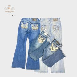 Jeans Flare Decorados Y2K dos Anos 90