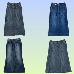 Y2K Long Denim Skirts (TS-1332)