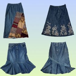 Y2K Unique Denim Maxi Skirts (TS-1333)
