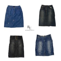 Y2K Cyber Girl Era Denim Midi Skirts RE-2392