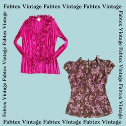 (FV-302) Y2K Blumen- und Rüschentops Bundle | Vint..