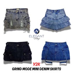Y2K Grind Mode Mini Denim Skirts - EV0233