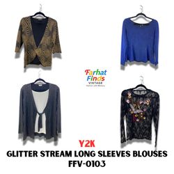 FFV-0103 Y2K GLITTER STREAM BLUSAS DE MANGA LARGA