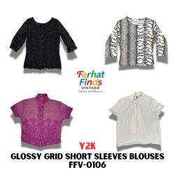 FFV-0106 Y2K BLUSAS DE MANGA CORTA BRILLANTE DE CU..