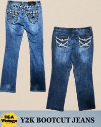 Y2K BESTICKTE ODER VERZIERTE BOOTCUT JEANS