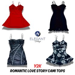 Y2K Romantic Lovestory Cami Tops - EV0333