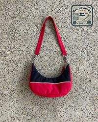 Upcycled Two-Tone Crescent Shoulder Bag