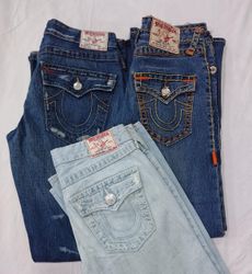Pacote de Jeans Flare e Straight Vintage True Reli..
