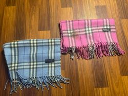 Pink and sky blue Burberry scarves