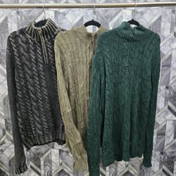 AV-0226 Unbranded Cableknit 1/4 Zip Sweaters